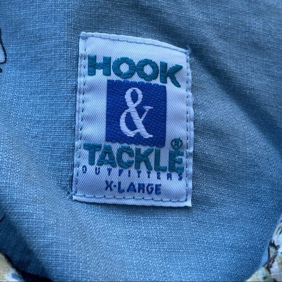 Hook & Tackle Shirt Men Extra Large Fish Swordfish Blue Rayon Blend Button Up - Picture 5 of 11